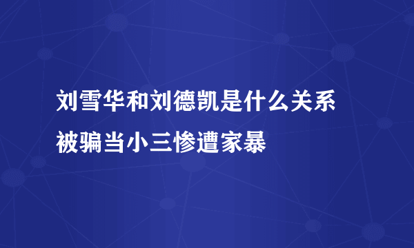 刘雪华和刘德凯是什么关系 被骗当小三惨遭家暴