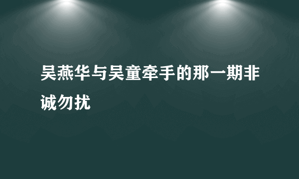 吴燕华与吴童牵手的那一期非诚勿扰