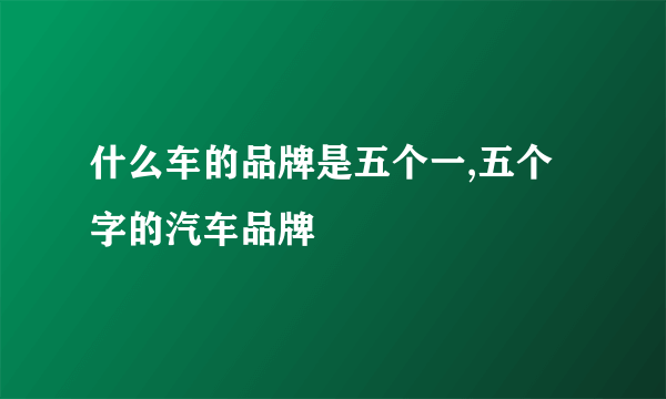 什么车的品牌是五个一,五个字的汽车品牌