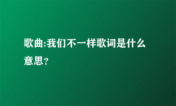 歌曲:我们不一样歌词是什么意思？