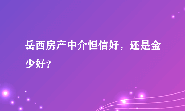 岳西房产中介恒信好，还是金少好？