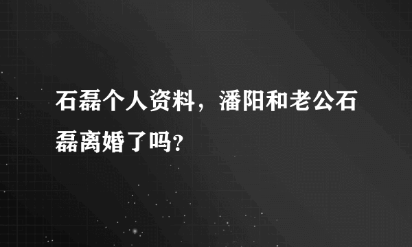 石磊个人资料，潘阳和老公石磊离婚了吗？