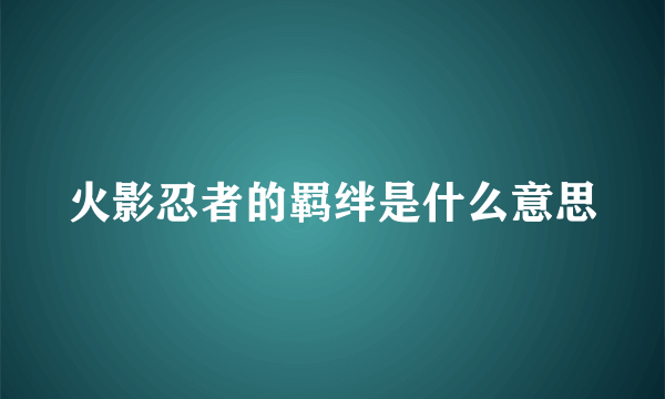 火影忍者的羁绊是什么意思