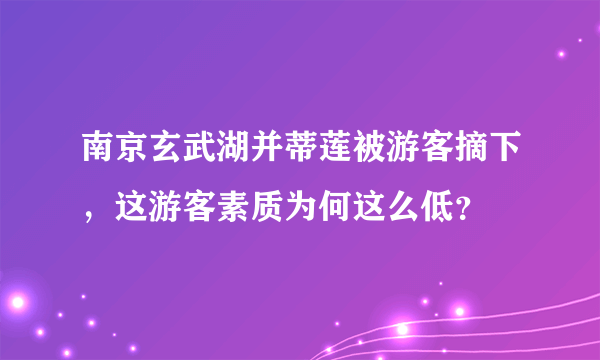 南京玄武湖并蒂莲被游客摘下，这游客素质为何这么低？