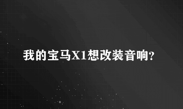 我的宝马X1想改装音响？