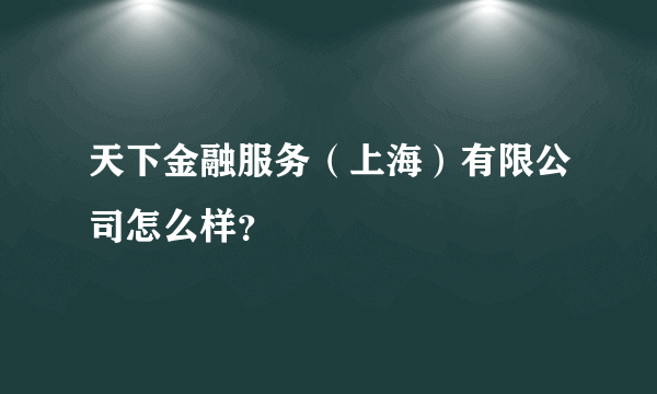 天下金融服务（上海）有限公司怎么样？