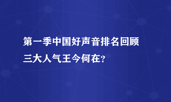 第一季中国好声音排名回顾 三大人气王今何在？