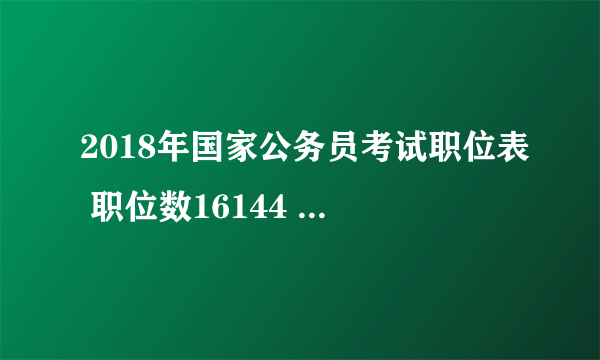 2018年国家公务员考试职位表 职位数16144 招考人数28533