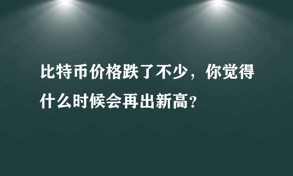 比特币价格跌了不少，你觉得什么时候会再出新高？