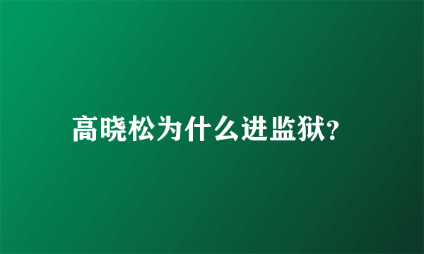 高晓松为什么进监狱？