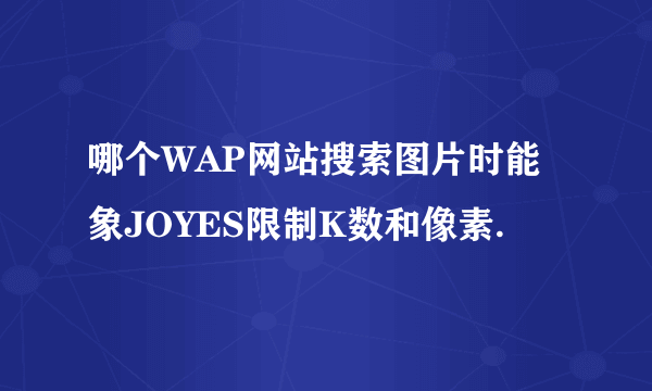 哪个WAP网站搜索图片时能象JOYES限制K数和像素.