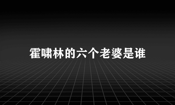 霍啸林的六个老婆是谁