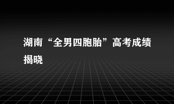 湖南“全男四胞胎”高考成绩揭晓