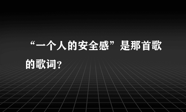 “一个人的安全感”是那首歌的歌词？