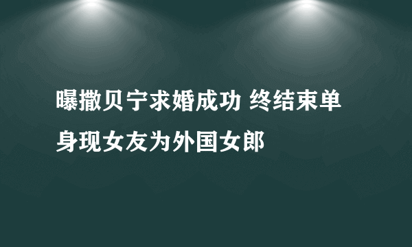 曝撒贝宁求婚成功 终结束单身现女友为外国女郎