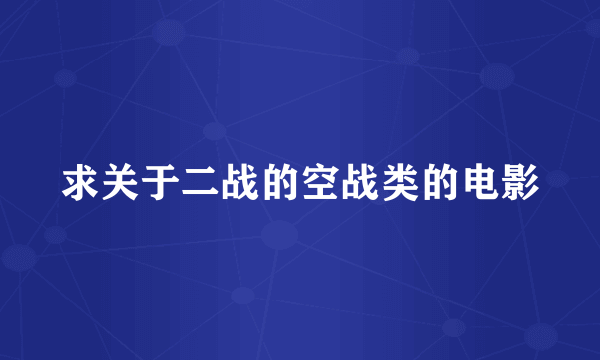 求关于二战的空战类的电影