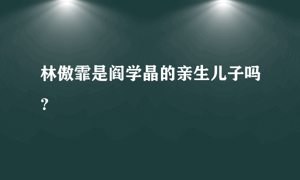 林傲霏是阎学晶的亲生儿子吗？