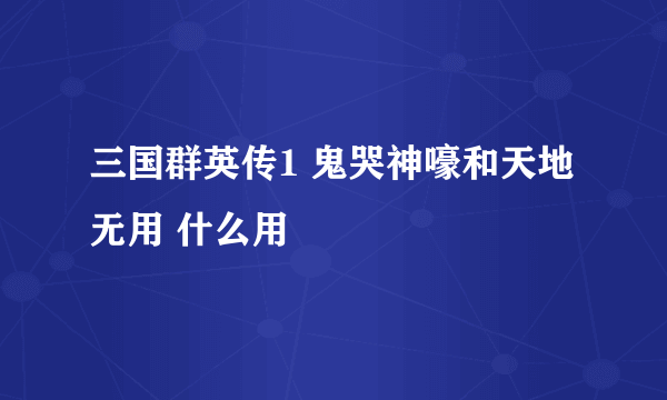 三国群英传1 鬼哭神嚎和天地无用 什么用