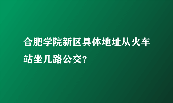 合肥学院新区具体地址从火车站坐几路公交？