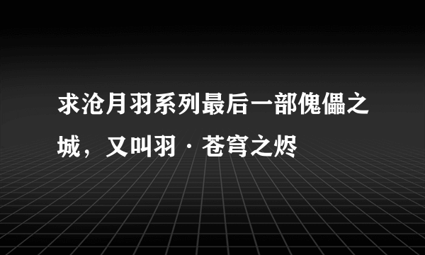 求沧月羽系列最后一部傀儡之城，又叫羽·苍穹之烬