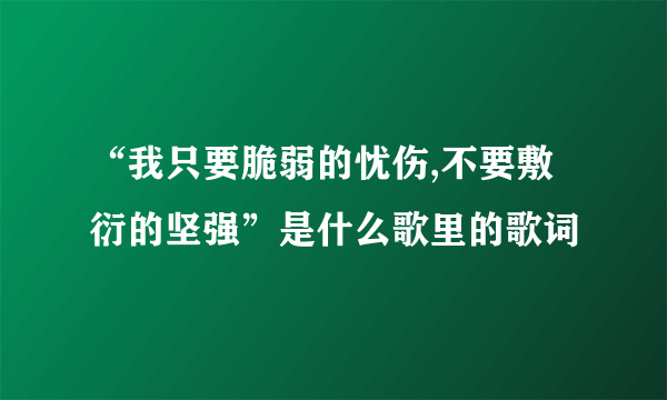 “我只要脆弱的忧伤,不要敷衍的坚强”是什么歌里的歌词