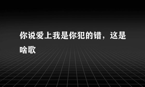 你说爱上我是你犯的错，这是啥歌