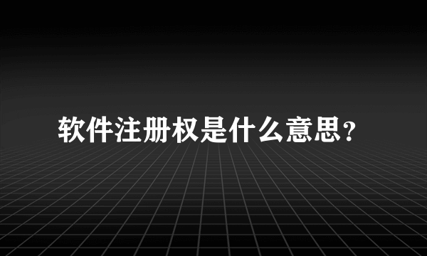 软件注册权是什么意思？