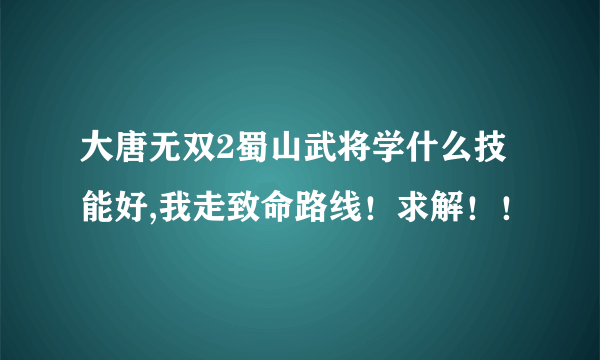 大唐无双2蜀山武将学什么技能好,我走致命路线！求解！！