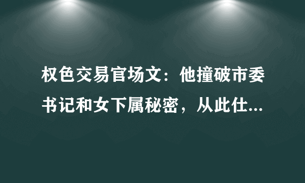 权色交易官场文：他撞破市委书记和女下属秘密，从此仕途一帆风顺