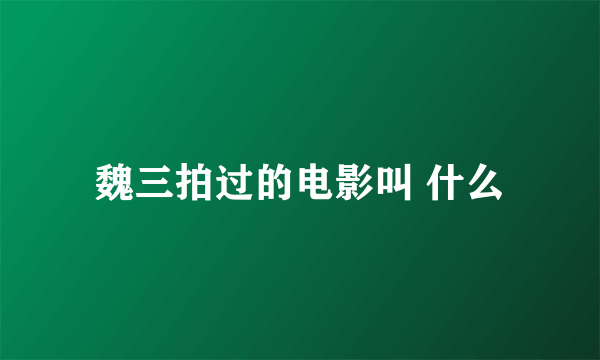 魏三拍过的电影叫 什么