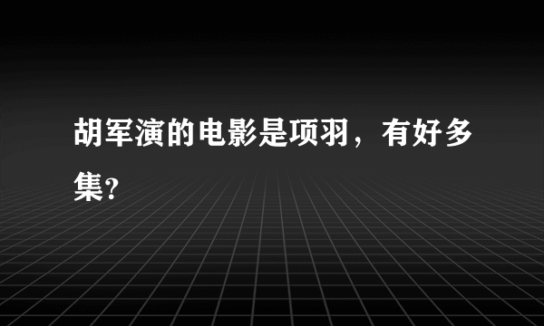 胡军演的电影是项羽，有好多集？