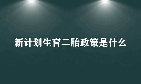 新计划生育二胎政策是什么