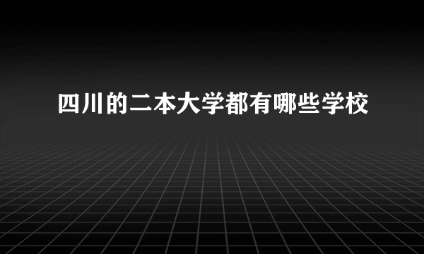 四川的二本大学都有哪些学校