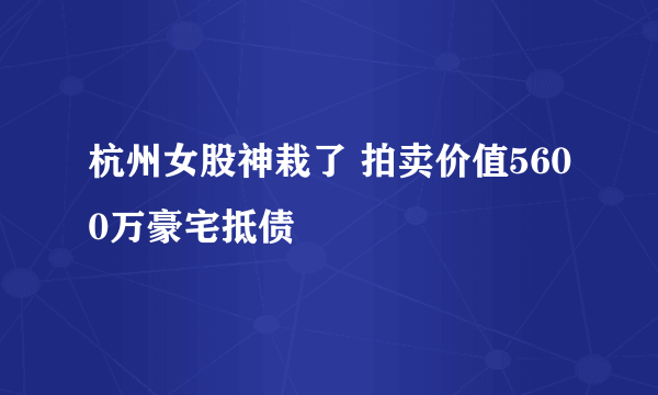 杭州女股神栽了 拍卖价值5600万豪宅抵债