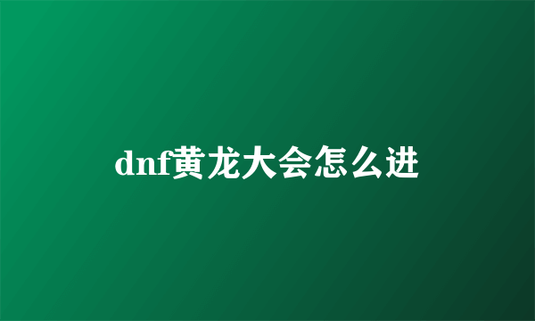 dnf黄龙大会怎么进