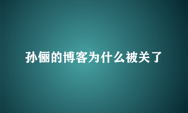 孙俪的博客为什么被关了