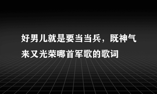 好男儿就是要当当兵，既神气来又光荣哪首军歌的歌词