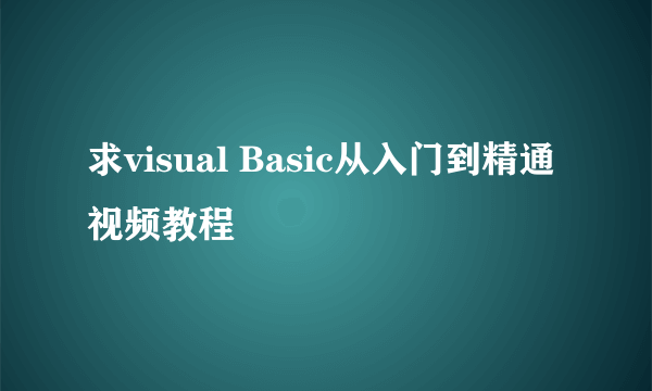 求visual Basic从入门到精通 视频教程