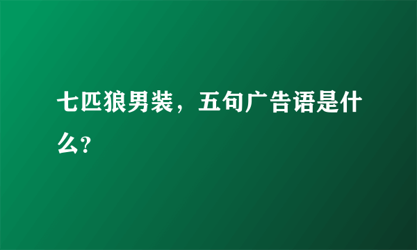 七匹狼男装，五句广告语是什么？