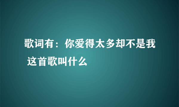 歌词有：你爱得太多却不是我 这首歌叫什么