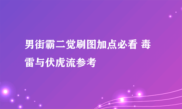 男街霸二觉刷图加点必看 毒雷与伏虎流参考