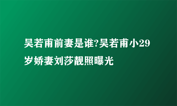 吴若甫前妻是谁?吴若甫小29岁娇妻刘莎靓照曝光