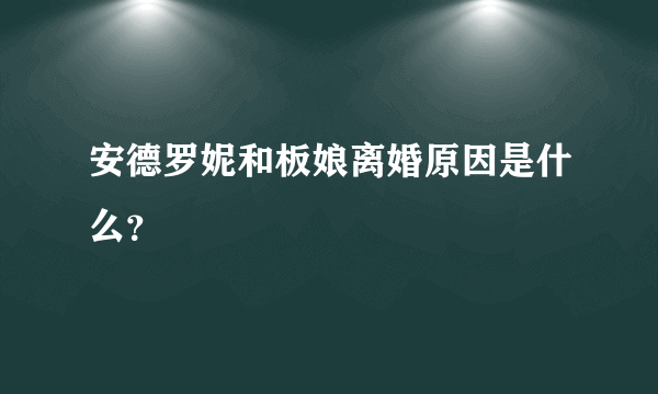 安德罗妮和板娘离婚原因是什么？