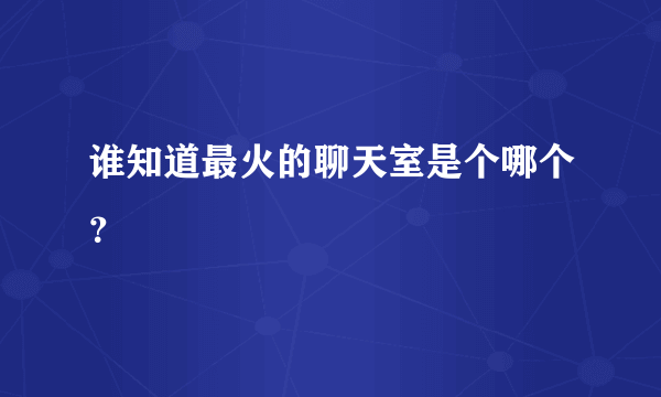 谁知道最火的聊天室是个哪个？