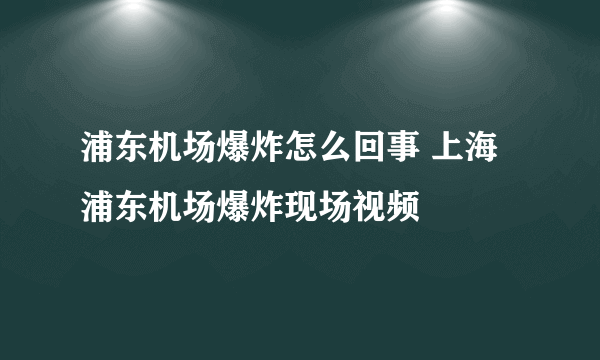 浦东机场爆炸怎么回事 上海浦东机场爆炸现场视频