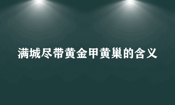 满城尽带黄金甲黄巢的含义