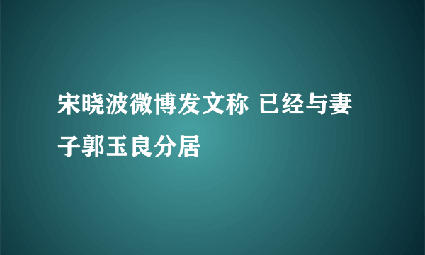 宋晓波微博发文称 已经与妻子郭玉良分居