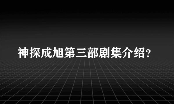 神探成旭第三部剧集介绍？