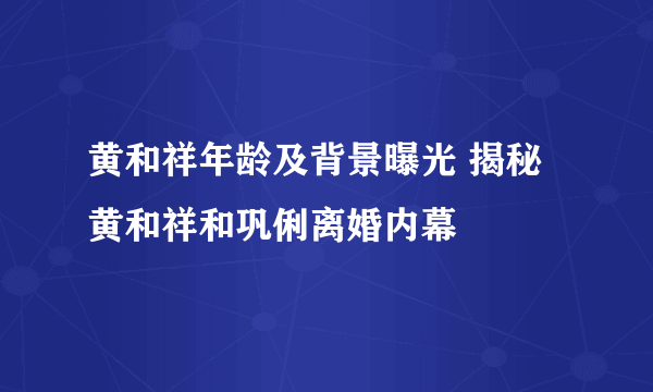 黄和祥年龄及背景曝光 揭秘黄和祥和巩俐离婚内幕