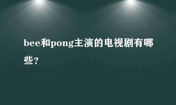 bee和pong主演的电视剧有哪些？